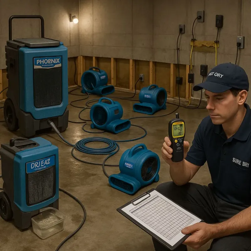 Structural Drying and Dehumidification process in Chelsea, ME